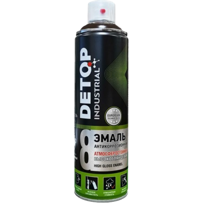 Detop RR 32 DETOP №8 - Weather-resistant high-gloss enamel - Dark brown - Aerosol DTI-A07774 – buy in Chelyabinsk | carpaint.kz
