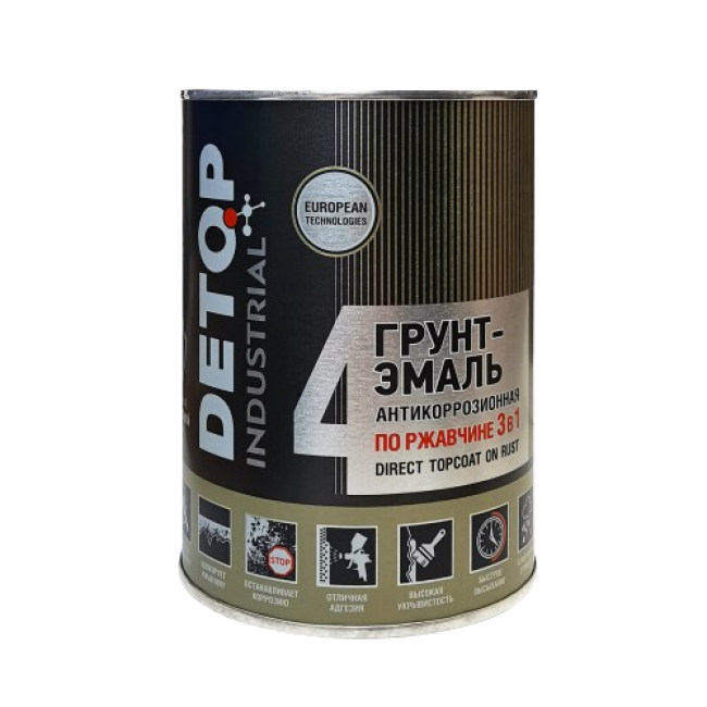 RAL-7005 DETOP №4 - Грунт-эмаль по ржавчине 3 в 1 - Серая, 0.75л DTI-P07753 – купить в Челябинске | Detop | carpaint.kz